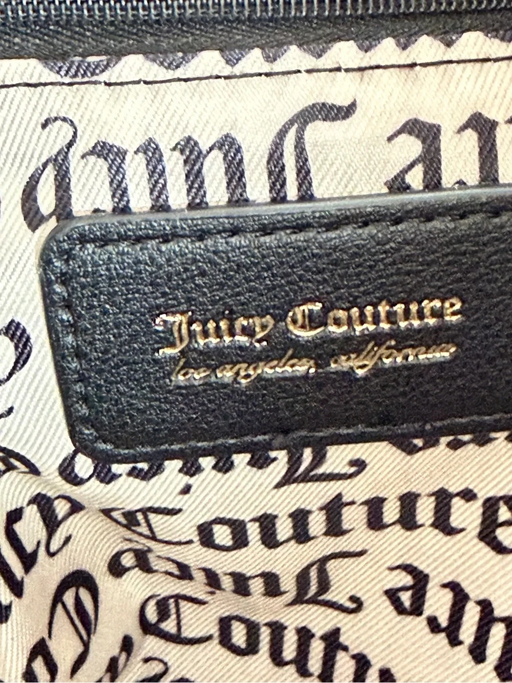 Juicy Couture Black Embossed Large Tote with Charm Chain and Scarf NWT